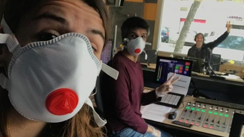 Estat de Gràcia de Catalunya Ràdio amb les primeres mesures de prevenció per la pandèmia de la Covid-19. Barcelona. 18 de març de 2020