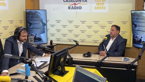 El president d'ERC, Oriol Junqueras, empresonat al centre penitenciari de Lledoners, entrevistat a El matí de Catalunya Ràdio d'estiu, amb Albert Segura, aprofitant un permís penitenciari. Barcelona. 24 de juliol de 2020
