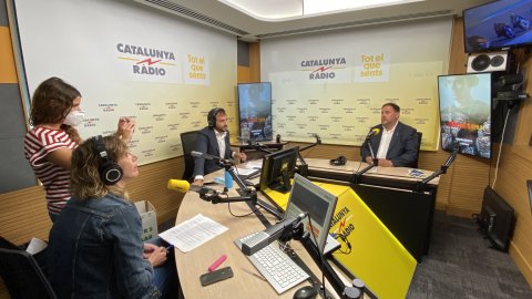 El president d'ERC, Oriol Junqueras, empresonat al centre penitenciari de Lledoners, entrevistat a El matí de Catalunya Ràdio d'estiu, amb Albert Segura, aprofitant un permís penitenciari. Barcelona. 24 de juliol de 2020