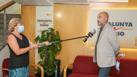 El director de Catalunya Ràdio, Saül Gordillo, explica les novetats de la temporada 2020-2021 a TV3. Barcelona. 28 d'agost de 2020