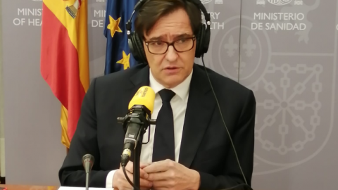 El ministre de Sanitat, Salvador Illa, entrevistat a El matí de Catalunya Ràdio, amb Laura Rosel, des del ministeri de Sanitat. Madrid. 18 de desembre de 2020