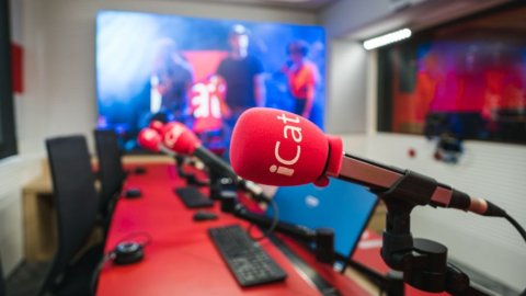 Nou estudi 2, l'estudi d'iCat, dotat amb càmeres, pantalla i espai per a actuacions en directe, amb presència de públic. Barcelona. 28 d'agost de 2019