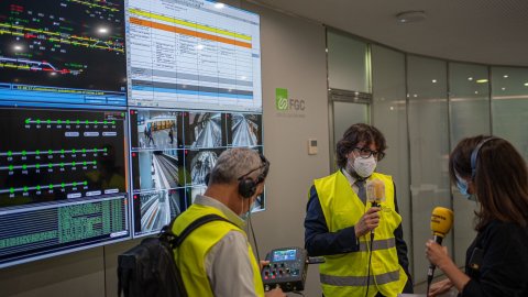 Programa especial d'El matí de Catalunya amb Laura Rosel al centre de comandament de Ferrocarrils de la Generalitat de Catalunya. Rubí. 6 de maig de 2021