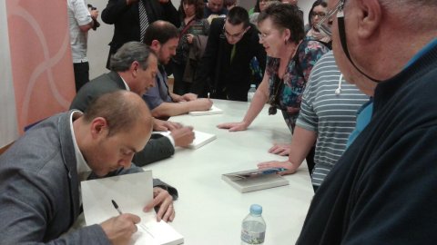 Presentació del llibre Revoltats al Casal Cívic de Sant Josep amb Oriol Junqueras, Justo Molinero i Saül Gordillo. Sant Vicenç dels Horts. 4 de maig de 2015