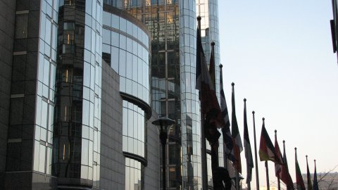 Banderes del Parlament Europeu. Brussel·les. 18 de desembre de 2007