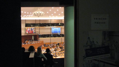 Cambra del Parlament Europeu, des de la tribuna de premsa. Brussel·les. 18 de desembre de 2007
