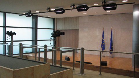 Espai de la Comissió Europea habilitat per a declaracions i compareixences públiques televisades. Brussel·les. 17 de desembre de 2007 