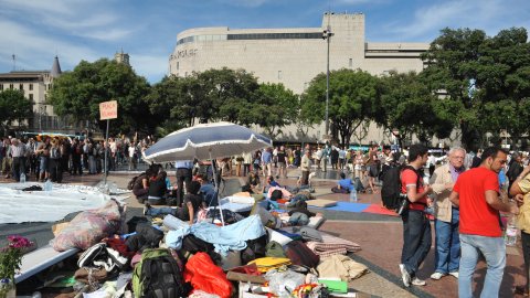 Moviment 15-M a la plaça Catalunya. Barcelona. 19 de maig de 2011