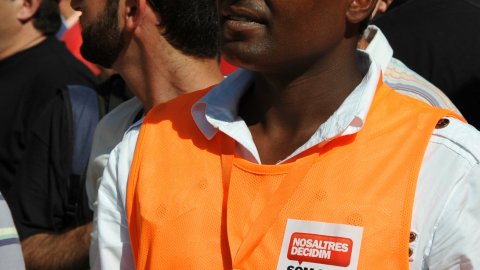 Manifestació amb el lema ‘Som una nació. Nosaltres decidim’, que aplega un milió i mig de persones segons els organitzadors, Òmnium Cultural. La marxa pel passeig de Gràcia en resposta a la sentència del Tribunal Constitucional que retalla l'Estatut d'Autonomia de Catalunya esdevé un clam a favor de la independència. Barcelona. 10 de juliol de 2010