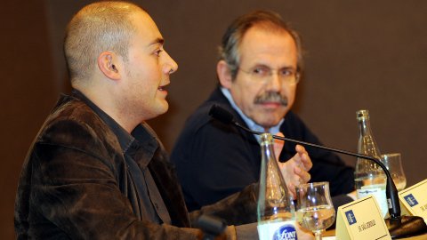 Taula rodona sobre regeneració democràtica organitzada de l'Opinió Catalana amb Jaume López, Antoni Vives, Antoni Dalmau i Saül Gordillo. Barcelona. 7 de novembre de 2009