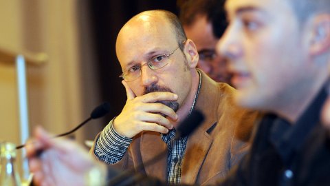Taula rodona sobre regeneració democràtica organitzada de l'Opinió Catalana amb Jaume López, Antoni Vives, Antoni Dalmau i Saül Gordillo. Barcelona. 7 de novembre de 2009