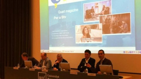 Jornada d'Universitat i Periodisme Integrat. Taula Present i futur de la integració de mitjans, amb Ramón Salaverría, Toni Piqué, Saül Gordillo, Joan Cal i Toni Esteve. Facultat de Comunicació de la Universitat Pompeu Fabra. Barcelona. 16 de maig de 2013