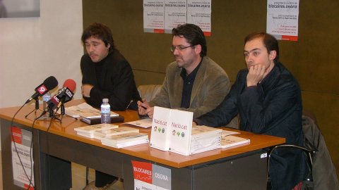 Presentació conjunta del col·lectiu Blocaires.Osona i del llibre Nació.cat al Col·legi d'Arquitectes de Vic, amb Saül Gordillo, Joan Ballana i Josep Comajoan. Vic. 17 de gener de 2008 