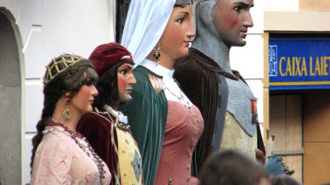 Gegants de Mataró i de Manresa, davant de l'Ajuntament. Les Santes. Mataró. 26 de juliol de 2008