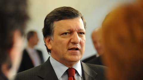 Trobada de periodistes catalans amb el president de la Comissió Europea, José Manuel Durao Barroso, posterior a la roda de premsa sobre Cinc Anys d'una UE Ampliada. Palau de Congressos. Praga. 2 de març de 2009