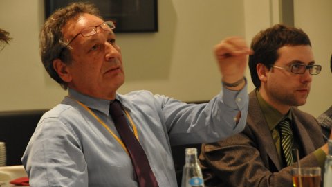 Xavier Vidal-Folch, d'El País, i Albert Royo, de la Representació de la Comissió Europea a Barcelona. Praga. 2 de març de 2009