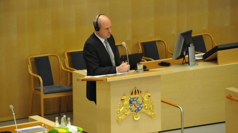 Parlament suec. John Fredrik Reinfeldt, primer ministre de Suècia. Estocolm. 5-6 d'octubre de 2009