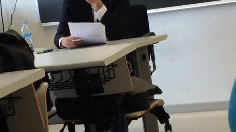 Xerrada del periodista Saül Gordillo, cap de continguts digitals d'El Periódico de Catalunya, a la Universitat Rovira i Virgili, amb estudiants de Periodisme. Tarragona. 2 de febrer de 2015