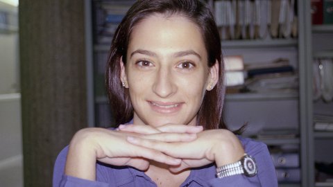 Ana Villaverde, a la redacció d'El Punt del Maresme, al camí de la Geganta. Mataró. 