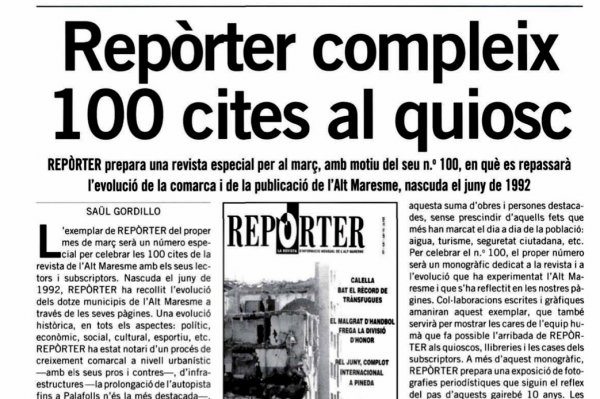 Repòrter, febrer de 2001 | Repòrter compleix 100 cites al quiosc