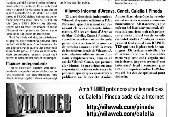 Repòrter, febrer de 2001 | Vilaweb informa d’Arenys, Canet, Calella i Pineda