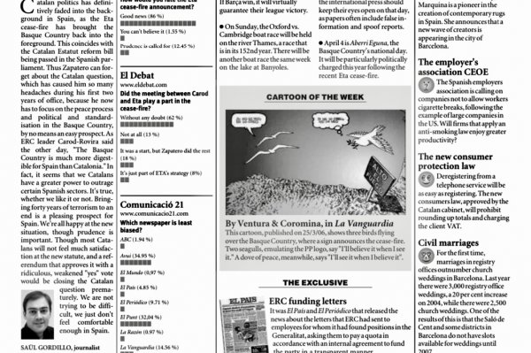 Catalonia Today, March 30, 2006 | Taking a back seat