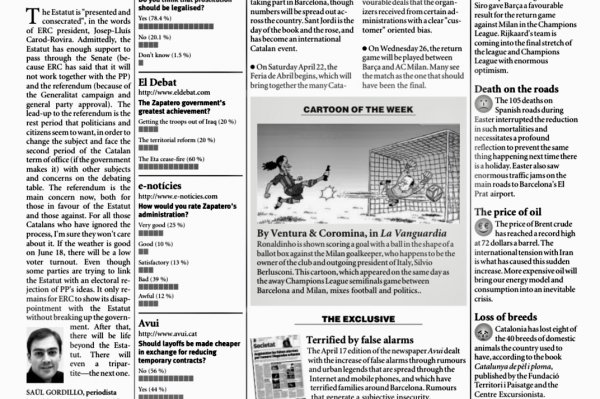 Catalonia Today, April 20, 2006 | Turning the page on the Estatut