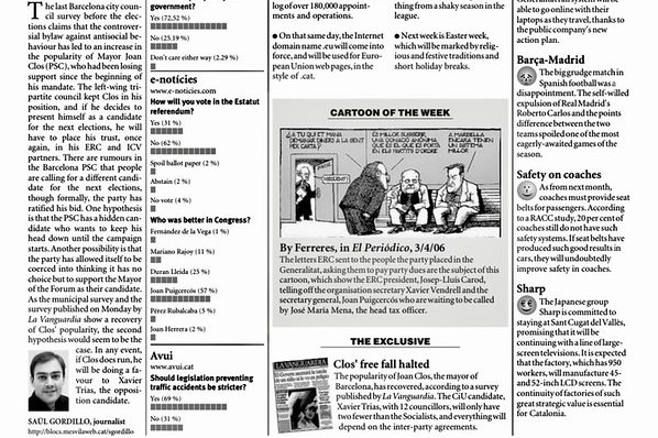Catalonia Today, April 6, 2006 | Barcelona, the war of the surveys