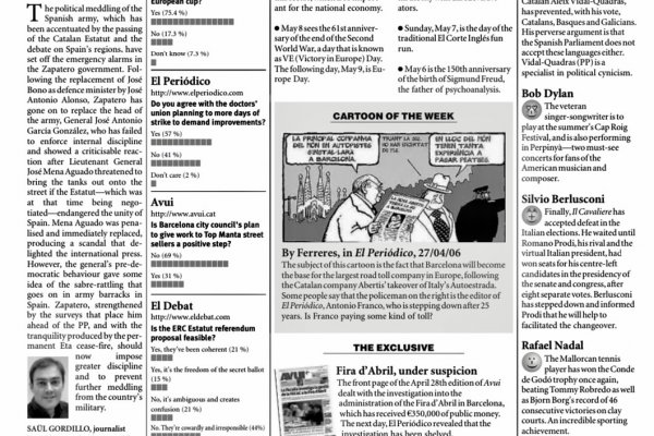 Catalonia Today, May 4, 2006 | Disciplining the meddling army