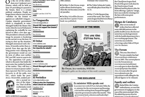 Catalonia Today, May 11, 2006 | New fire in tripartite