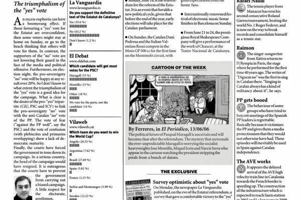 Catalonia Today, June 15, 2006 | The triumphalism of the “yes” vote