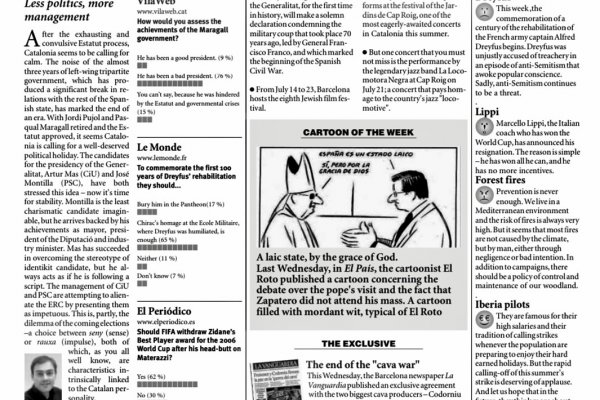 Catalonia Today, July 13, 2006 | Less politics, more management