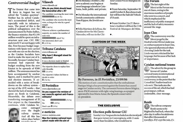 CATALONIA TODAY | September 28, 2006 | Controversial budget