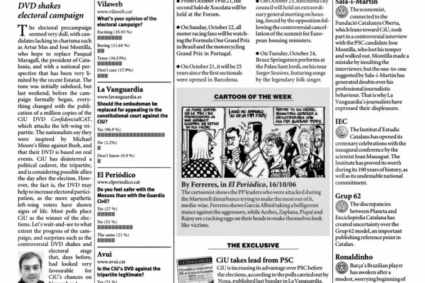 CATALONIA TODAY | October 19, 2006 | DVD shakes electoral campaign