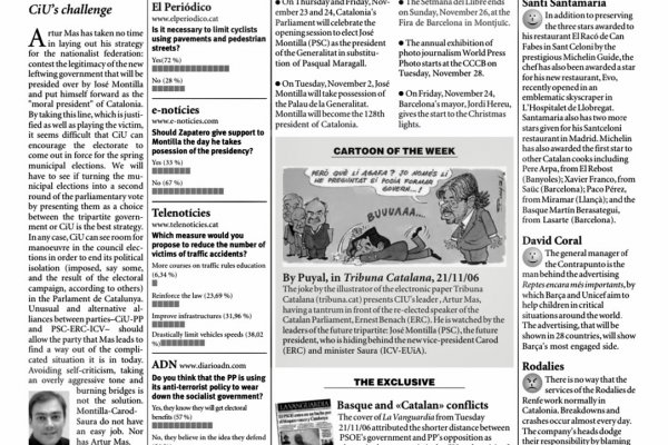 CATALONIA TODAY | November 23, 2006 | CiU’s challenge