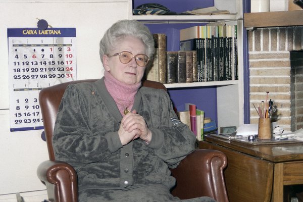 Esyllt T. Lawrence, al seu domicili d'Arenys de Mar el 1993. Foto: Joan Pujadas