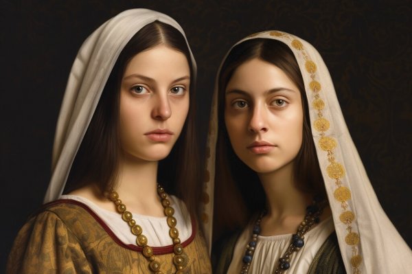 Las jóvenes cristianas Juliana y Semproniana, generadas por Saül Gordillo con Midjourney (IA)